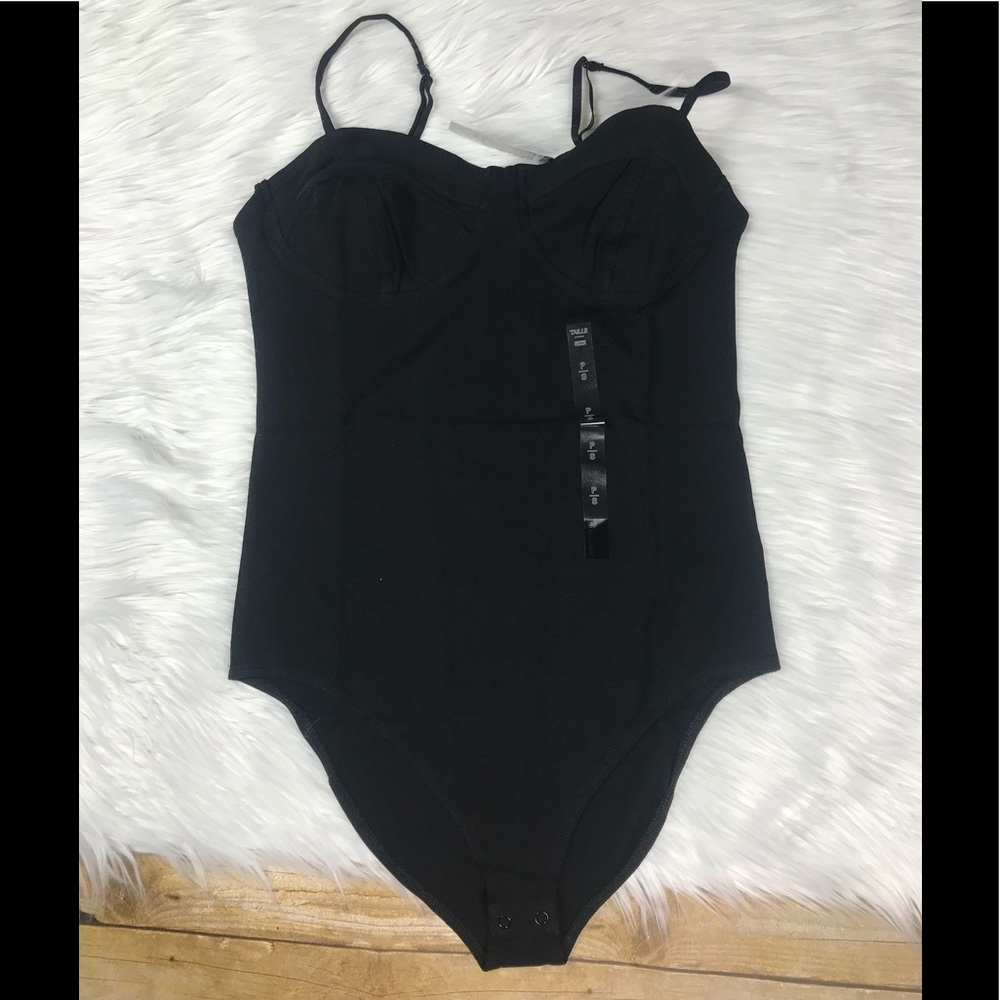 Bodysuit Tank Strap Black Top